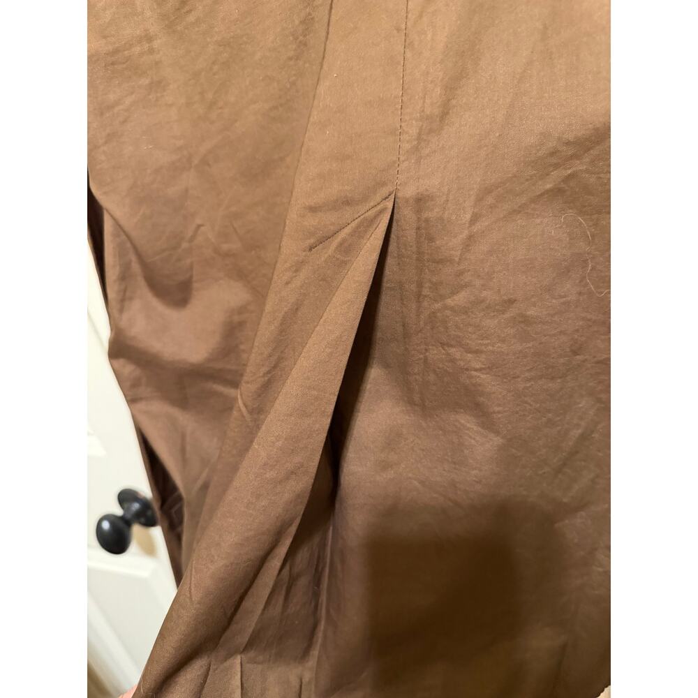 Everlane Brown Long Sleeve Button Down Cropped Cotton PJ Top Blouse Sz XS - Picture 8 of 12